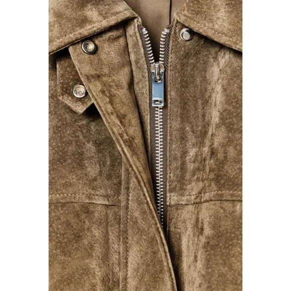 ZARA 100% LEATHER BOMBER JACKET - Picture 10 of 14